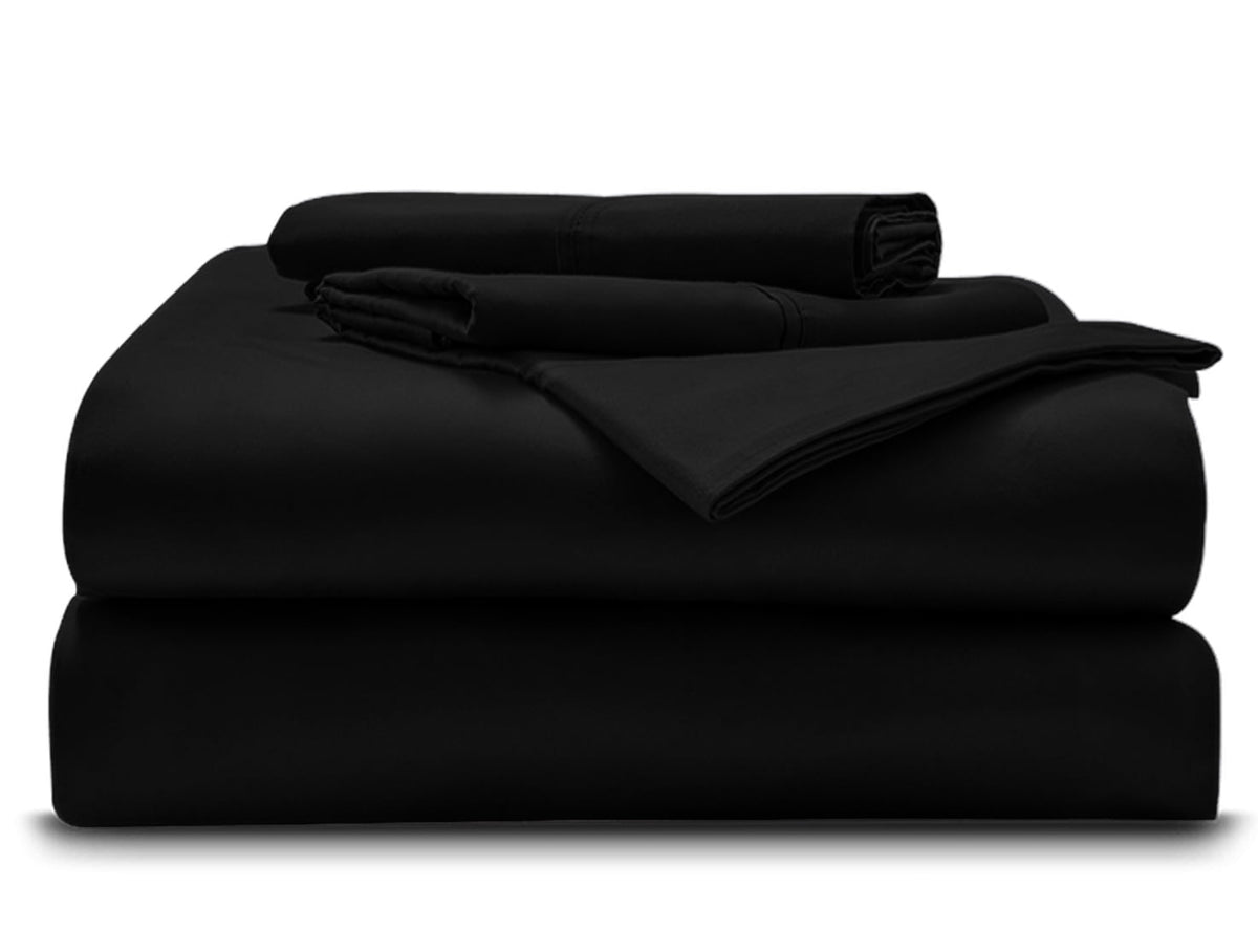 4-Piece Giza Cotton Twin Size Sheet Set - Premium 800-Thread-Count 100% Giza Egyptian Cotton, Fit Upto 28 inches Extra Deep Pockets Mattress - Black