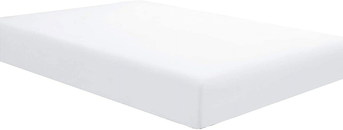 800 TC Genuine Fabric Single 1-Piece Fitted / Bottom Sheet Egyptian Cotton !! Solid COLORS - Full Size - Solid Colors { White } Fit Mattress 14" Inches By KM LINEN