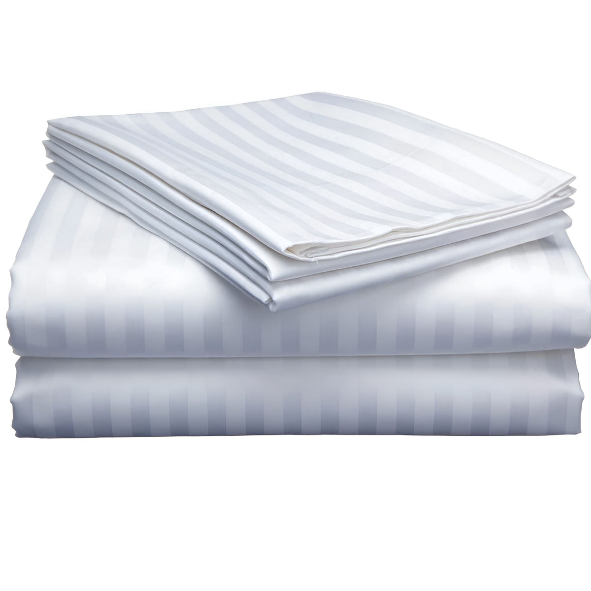 AUQ Luxury 4 Piece Bed Sheets Set Full Size - White Stripe 100% Pure Egyptian Cotton 800 Thread Count,Sateen Weave Sheet Set,Soft Long Staple Cotton,12" Deep Pocket