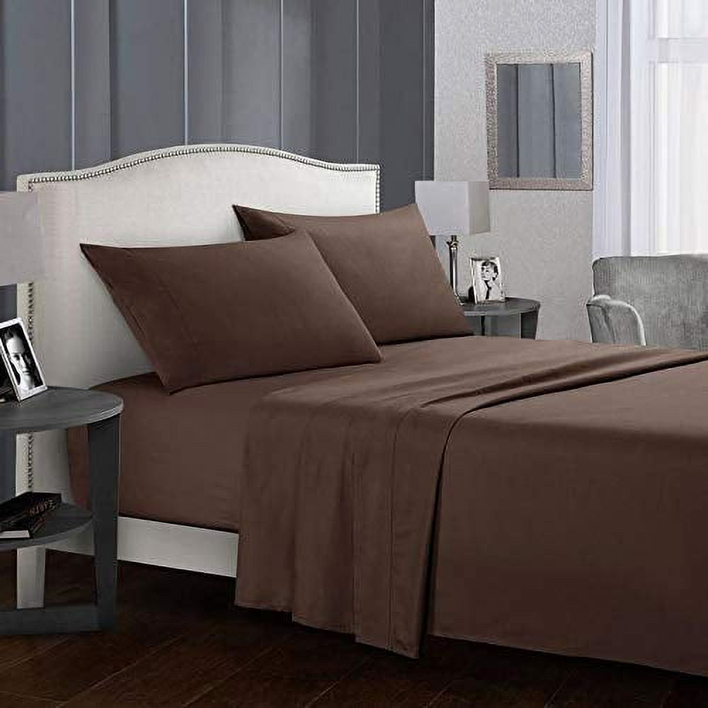 Alive Pixels Sheet Set Chocolate Solid 100% Cotton 4Pc 24 inch Pocket 1000TC
