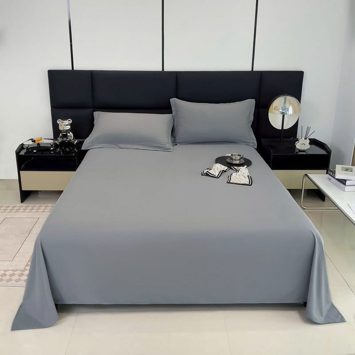 King Sheet - Luxury Ultra-Soft Microfiber Bed Sheets – Easy Care – Wrinkle Resistant – Durable Bed Sheets – Lightweight Bedding – 1 Piece – Bedding Sheets (90.55"*86.6", Gray)