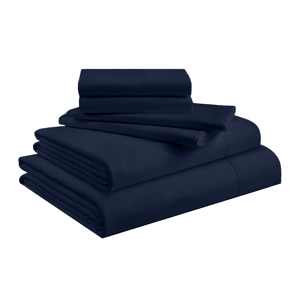 PRATYUX Olympic Queen 6-PC Sheet Set 700-TC 100% Egyptian Cotton, 18" Deep Pockets - Navy Blue