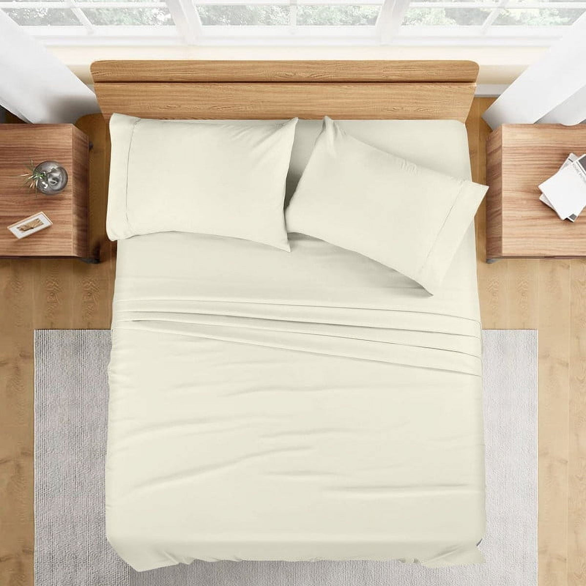 Texas King Size 6-Piece Bed Sheets Set - 1200 Thread Count Sheets, 100% Egyptian Cotton Hotel Luxury Bedding, for Kids, Dorm Rooms & Adults Fits Mattress Upto 15" Deep Beige Solid Sheet Set