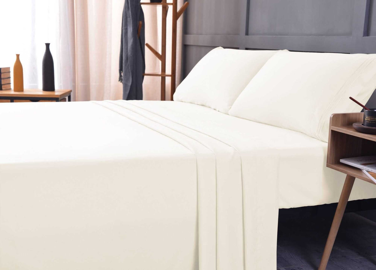 The Season Essentials Wrinkle Free Sheet Sets with Deep Pockets &amp; Stain Resistant, 1800 Thread Count Bamboo Based, Ivory, Full